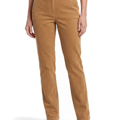 Iris Women's Straight Leg Corduroy Trousers in Light Brown worn by a model, front view