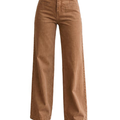 Women's wide-leg high-waisted jeans in caramel brown denim