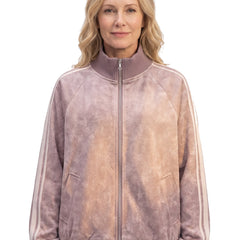 Women's oversized velvet-effect bomber jacket in dusty rose
