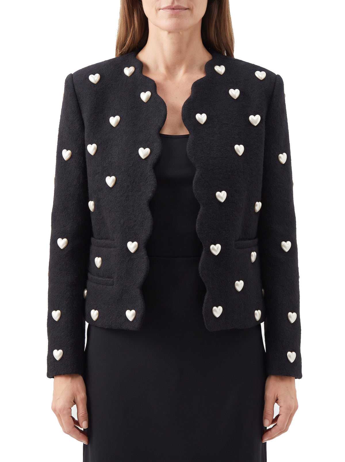 Rhea-Lydia Women's Heart-Embellished Cropped Blazer
