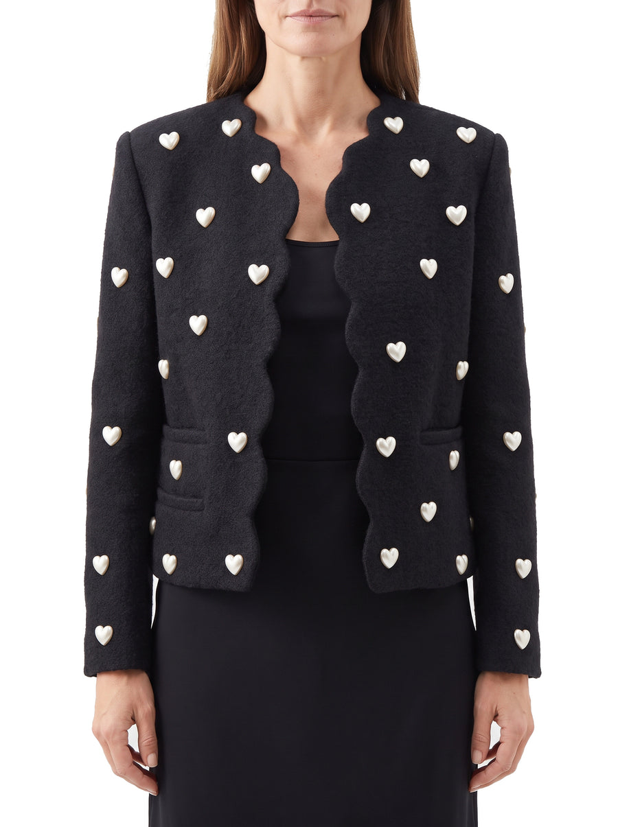 Rhea-Lydia Women's Heart-Embellished Cropped Blazer
