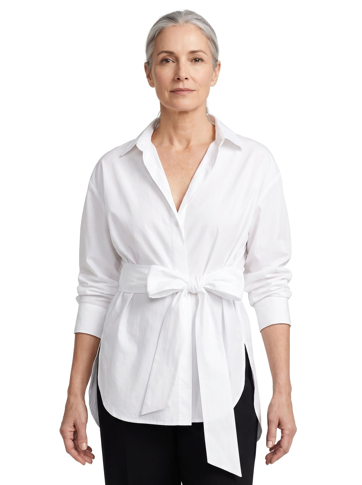 Adele-Agnes Women's Tie-Front Wrap Blouse