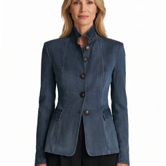 Katharine-Georgia Women's Stand-Collar Denim Blazer
