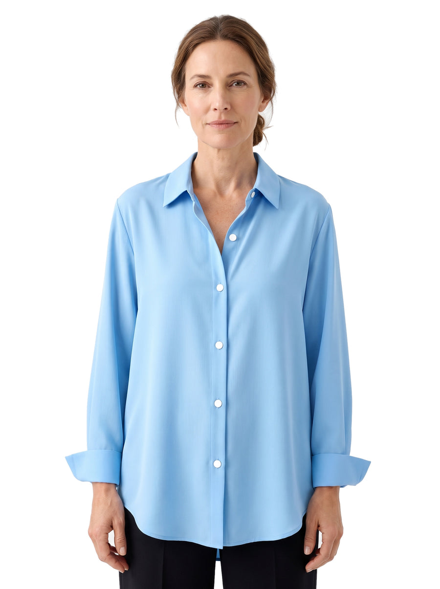 Women's oversized collared blouse in sky blue