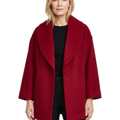 Eugenia Women's Shawl-Collar Wool Peacoat in red