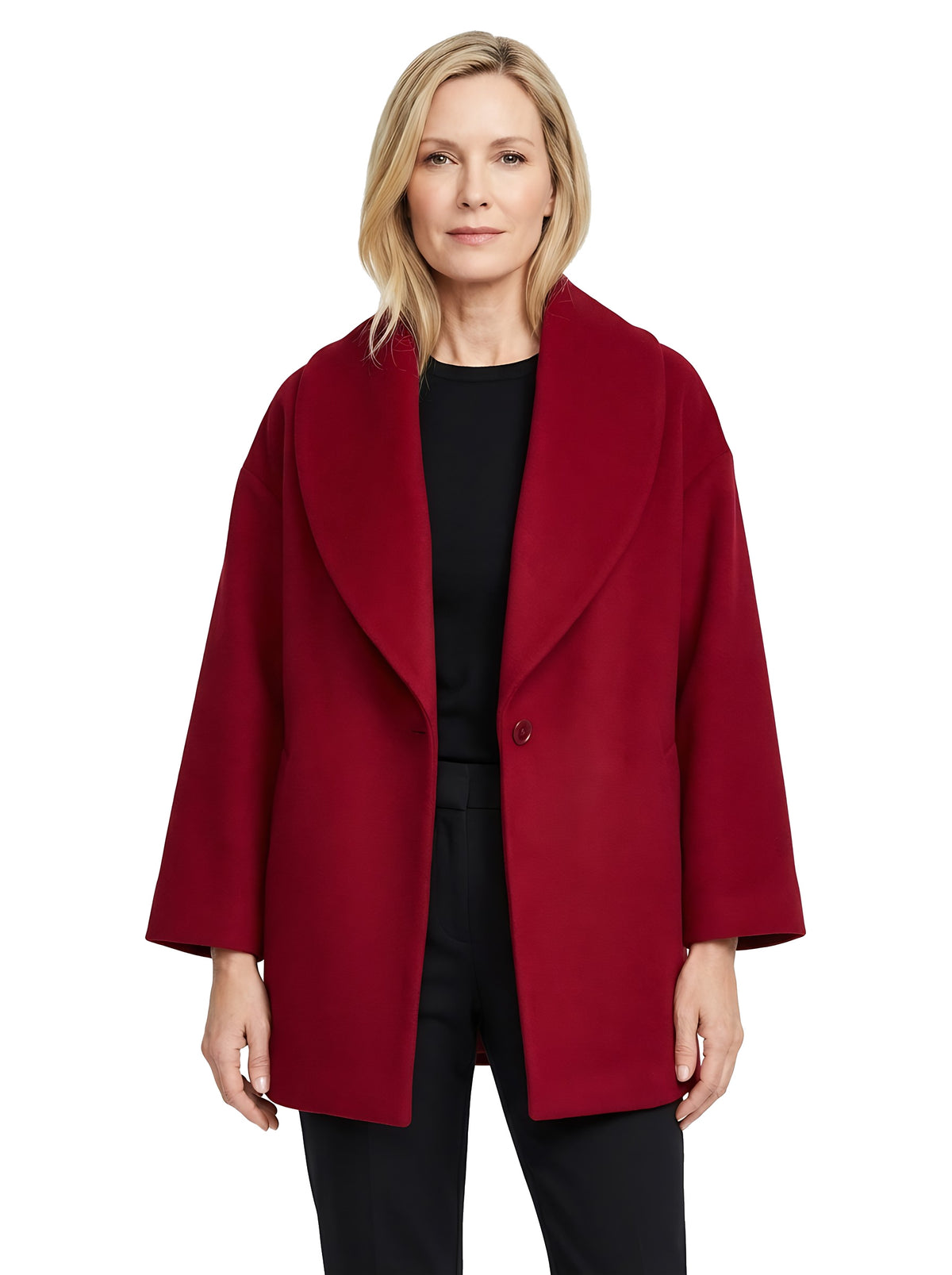 Eugenia Women's Shawl-Collar Wool Peacoat in red