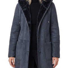 Stella-Annelise Women's Hooded Button-Front Trench Coat