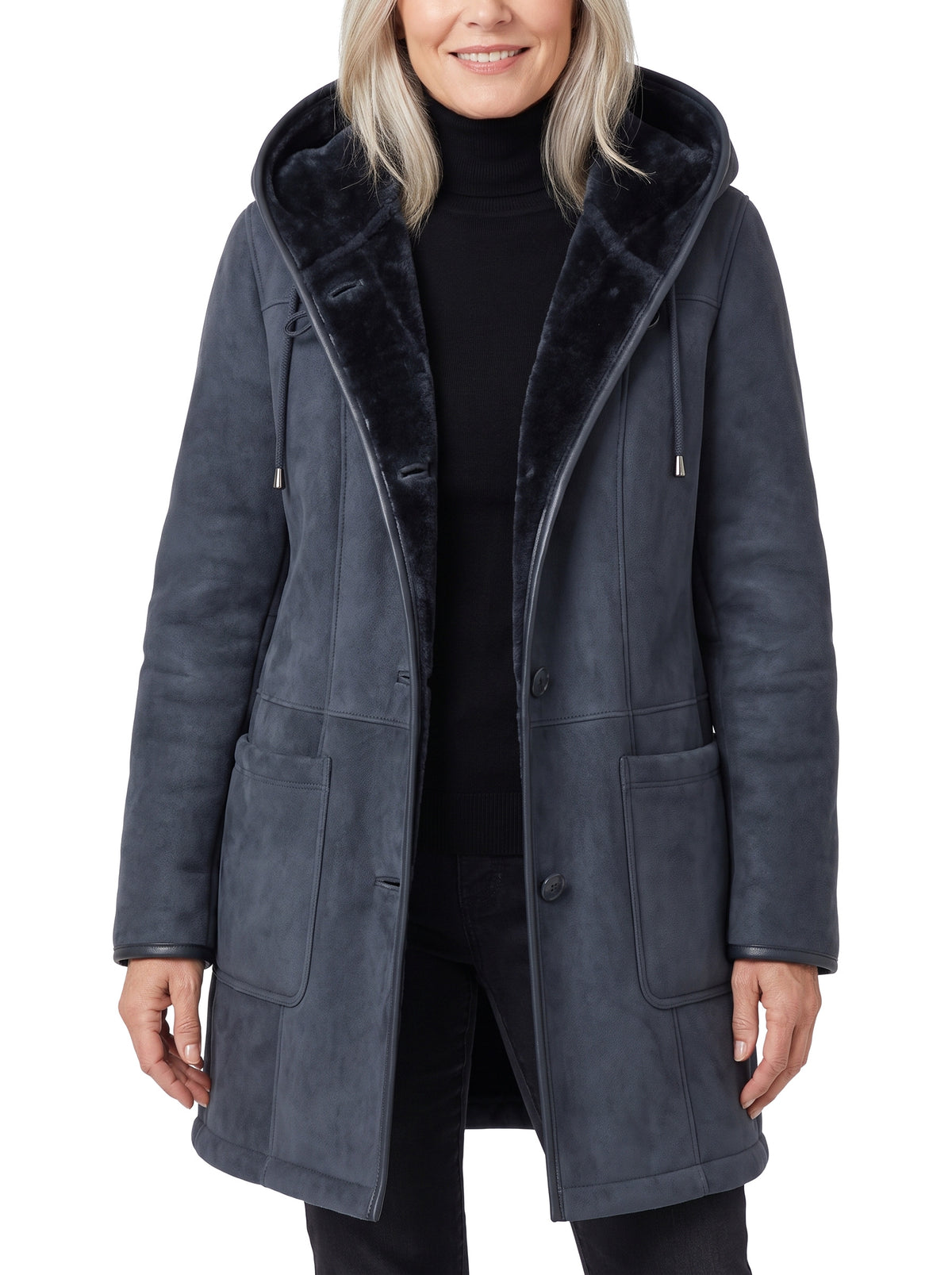 Stella-Annelise Women's Hooded Button-Front Trench Coat