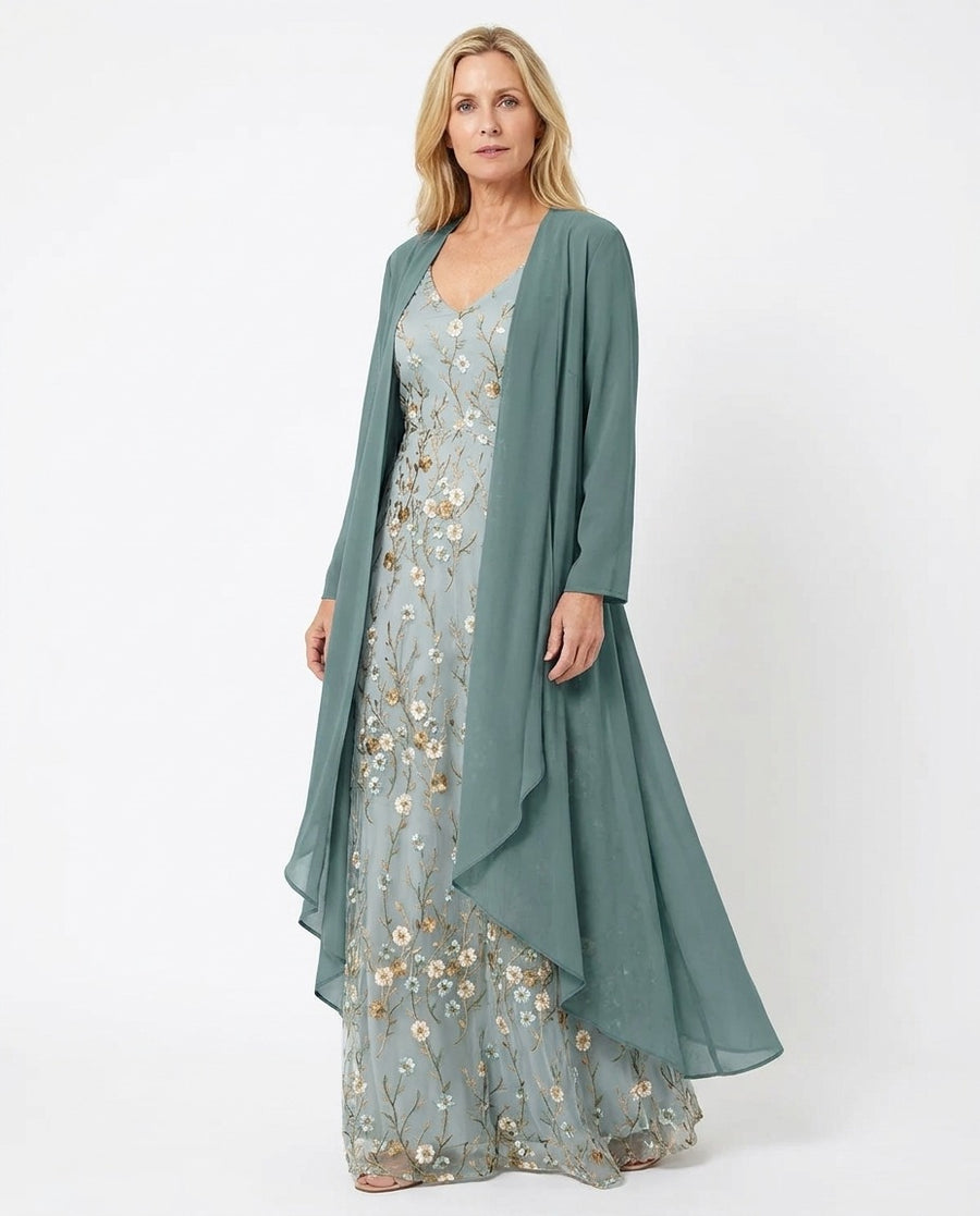 Magda-Viola | Women's Floral Maxi Dress & Jacket Set