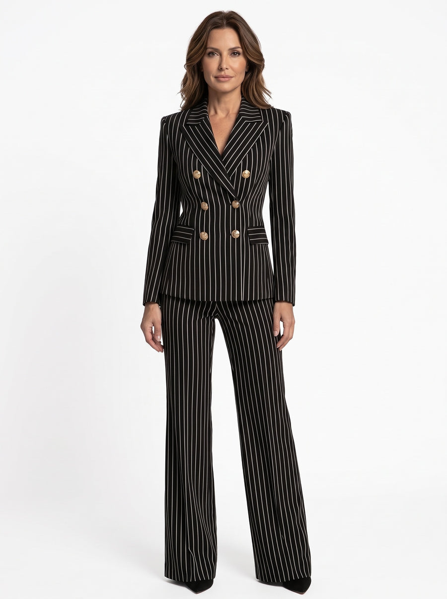 Women's Pinstripe Double-Breasted Blazer Set hero