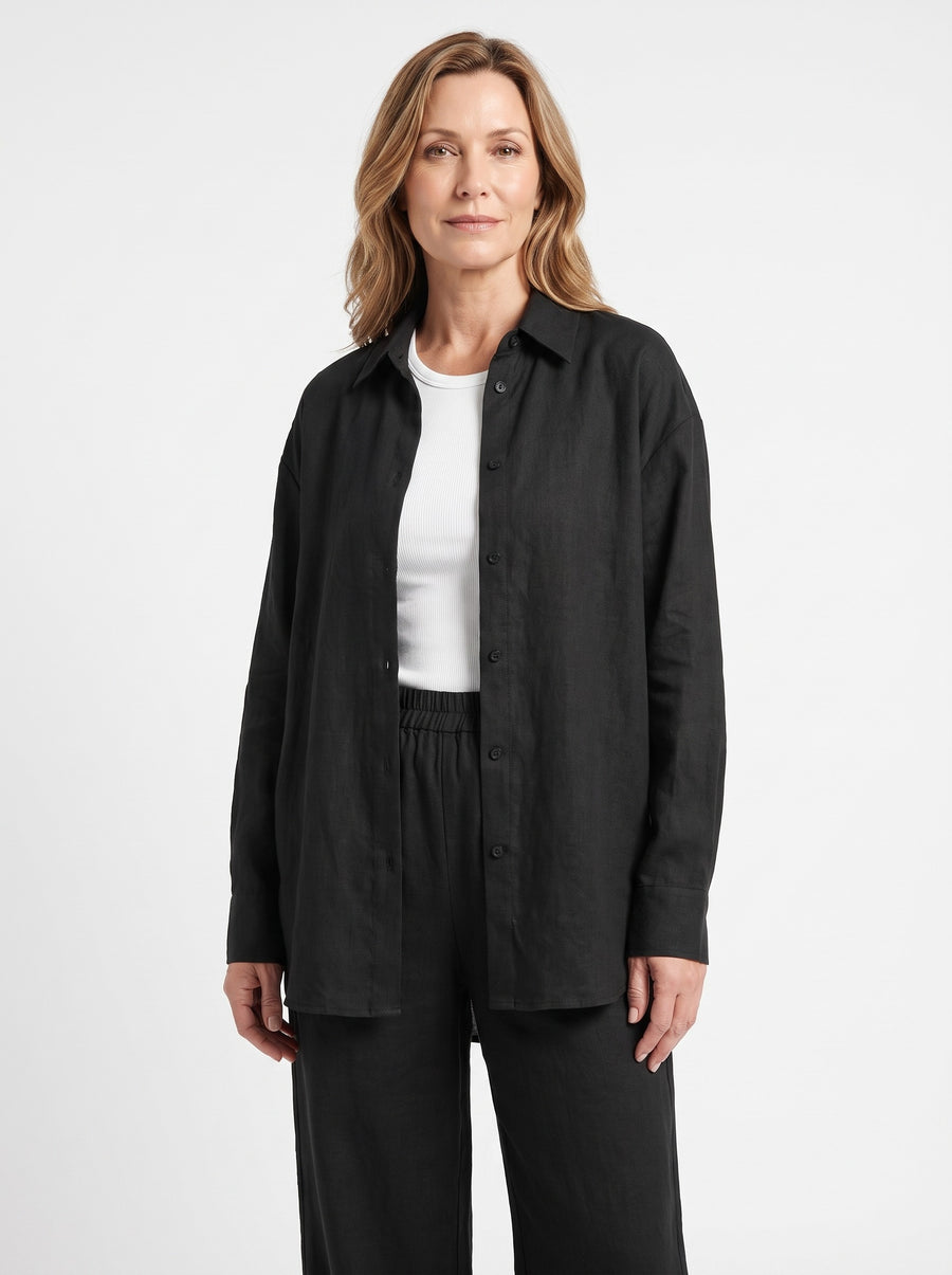 Georgia-Carmen Women's Collared Shirt and Wide-Leg Trouser Set
