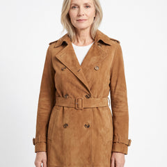 Zelda-Virginia Women's Belted Lapel Long Trench Coat