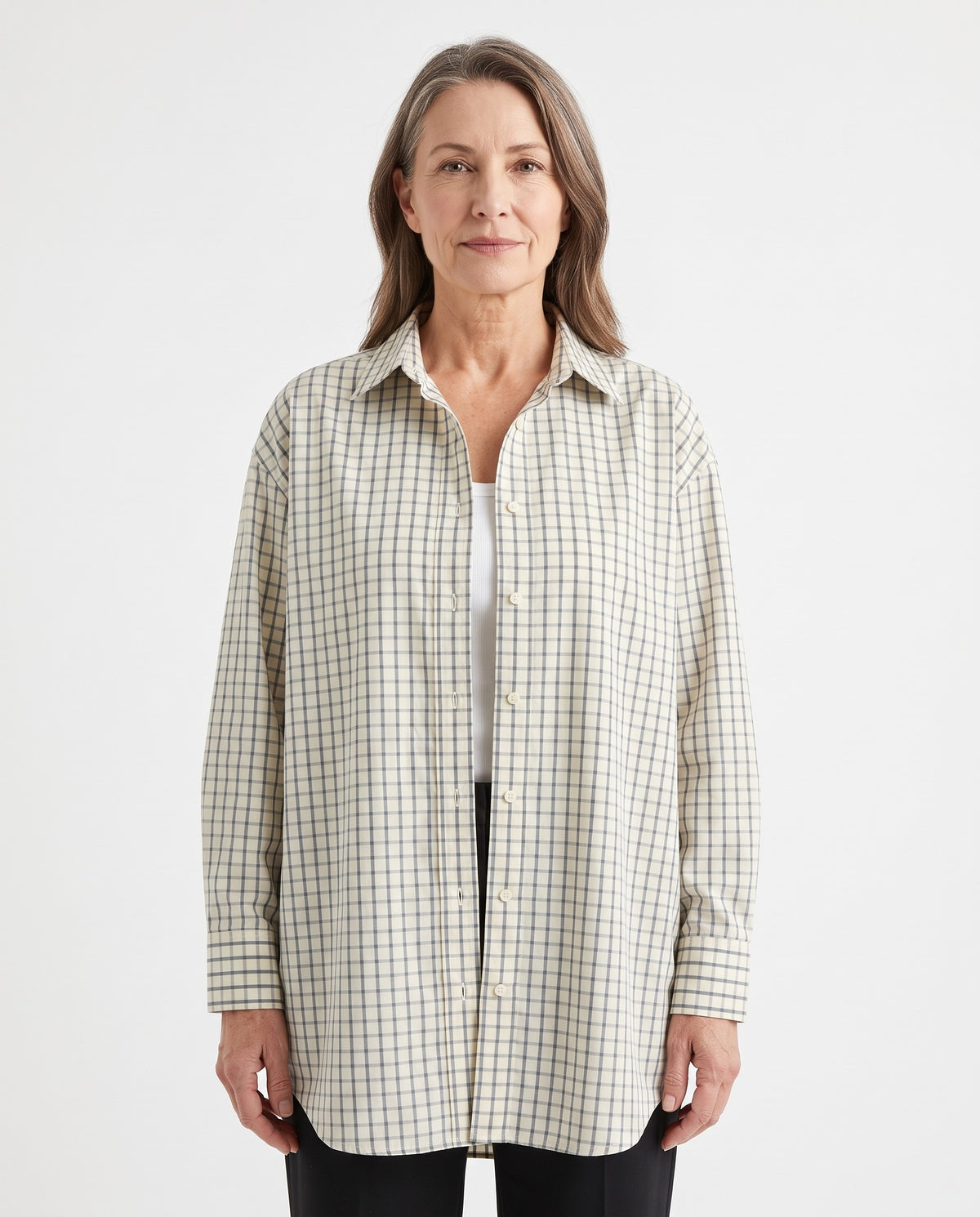 Nella-Madeline checked oversized shirt hero