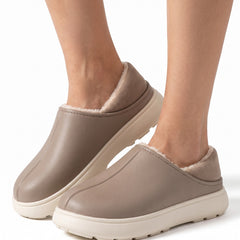 Cecile-Stella Women's Plush-Lined Slip-On Slippers worn on model