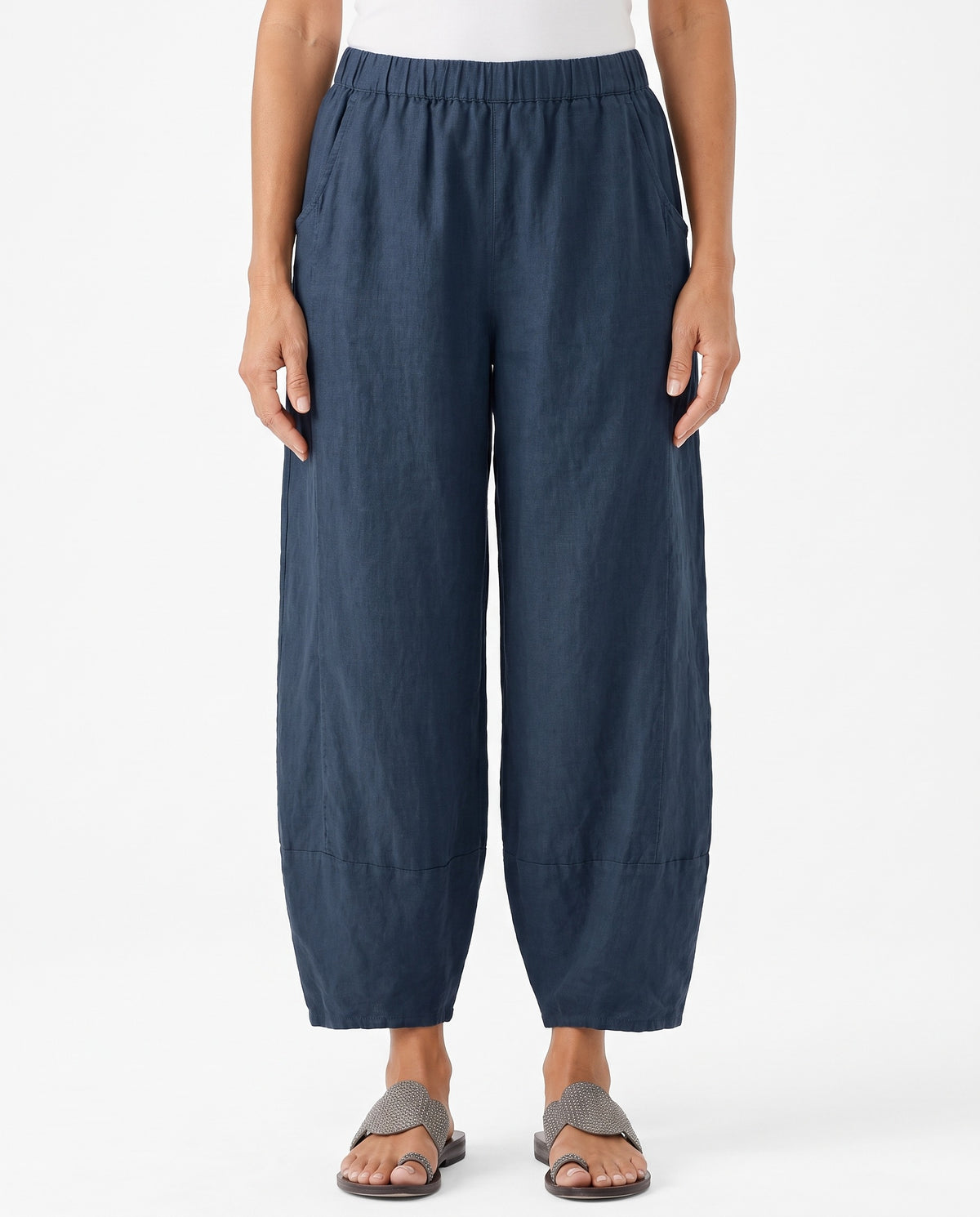 Ursula-Greta Women's Relaxed Wide-Leg Pocket Pants