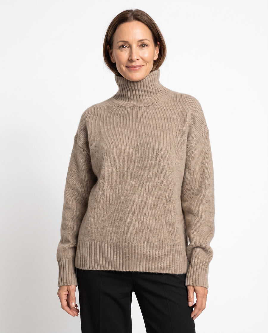 Ingrid-Ophelia | Women's Cable Knit Turtleneck Sweater