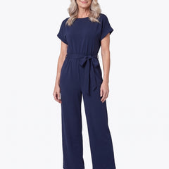 Nella tie-waist wide-leg jumpsuit worn by a model