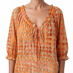 Selma Women's Lace-Up V-Neck Blouse hero image