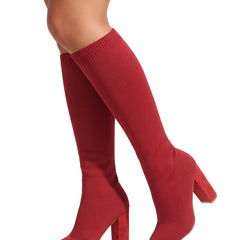 Lillian Women's Knee-High Block Heel Sock Boots