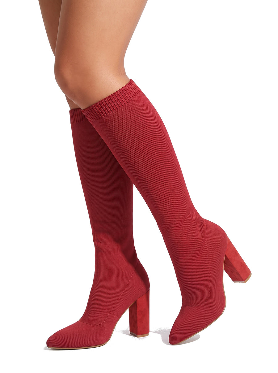 Lillian Women's Knee-High Block Heel Sock Boots