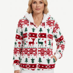 Constance Women's Hooded Zip-Front Holiday Cardigan hero image