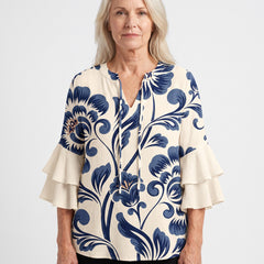 Pearl Women's Floral Tiered-Sleeve Blouse