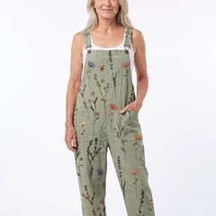 Clara Women's Printed Bib-Front Jumpsuit with Straps
