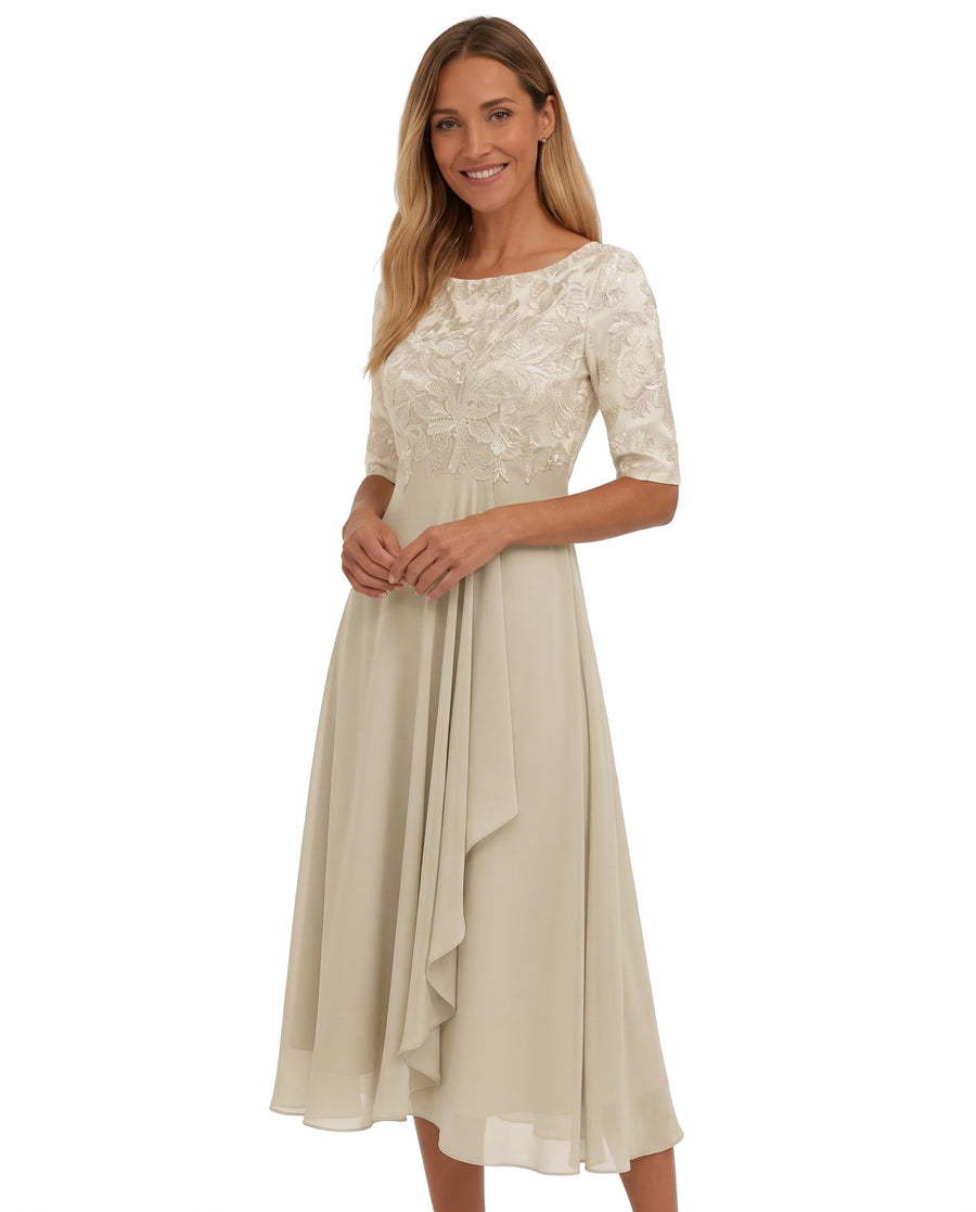 Dorothea Women's Lace Bodice Midi Dress