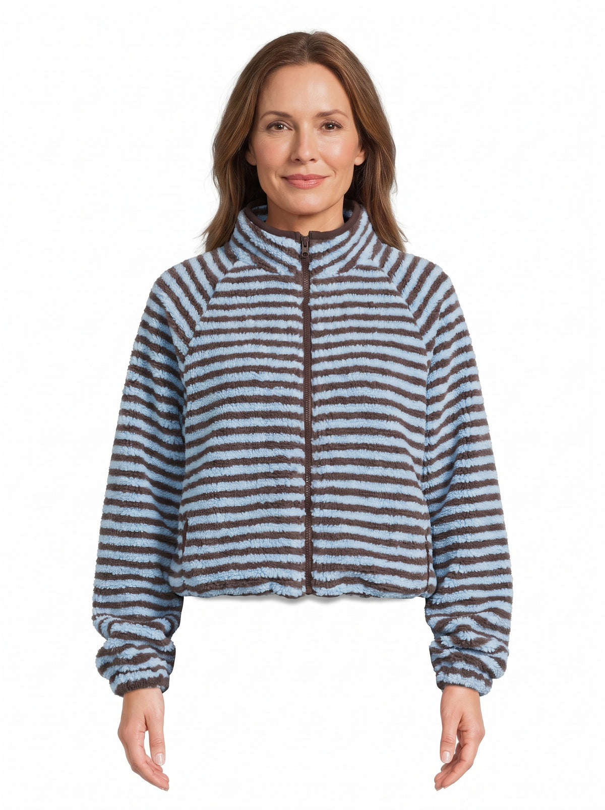 Minerva Women's Funnel-Neck Zip-Front Fleece Pullover