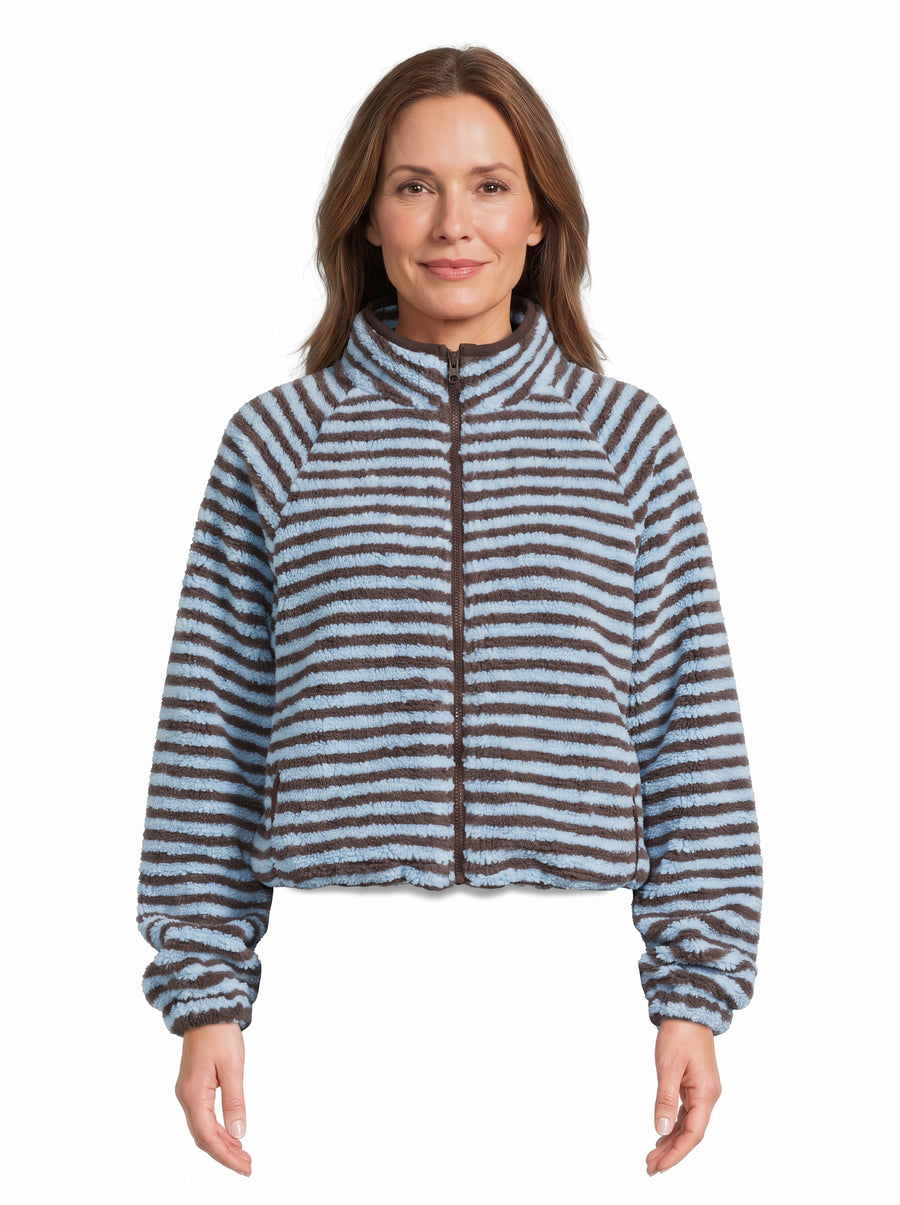 Minerva Women's Funnel-Neck Zip-Front Fleece Pullover