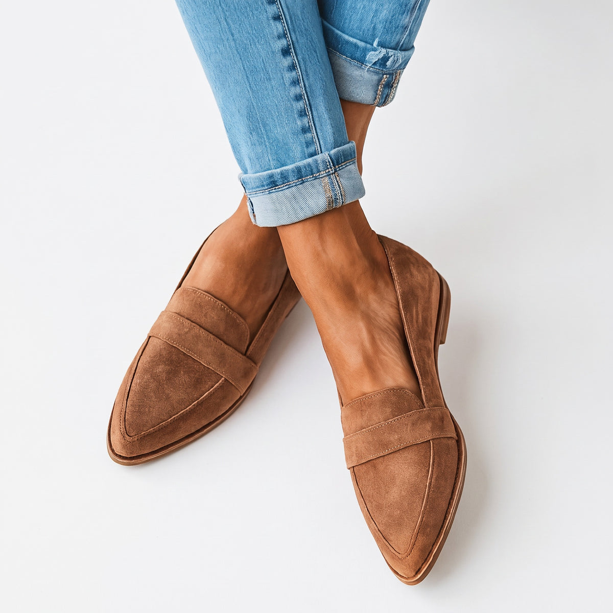 June Women's Soft Suede-Look Slip-On Loafers worn on feet