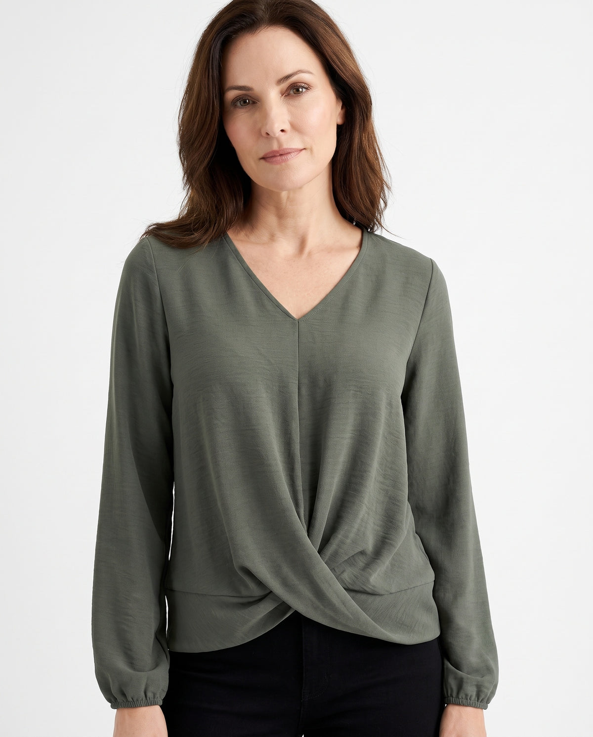 Lottie | Women's Flowing V-Neck Twist-Hem Top