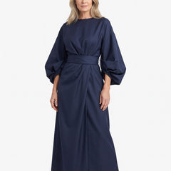 Rosemary Women's Belted Maxi Dress with Lantern Sleeves