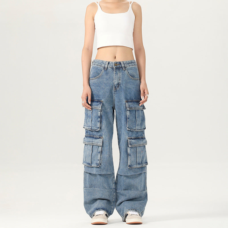 Eugenia-Regina | Women's Baggy Cargo Denim Pants