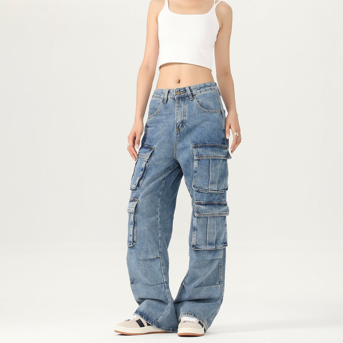 Eugenia-Regina | Women's Baggy Cargo Denim Pants