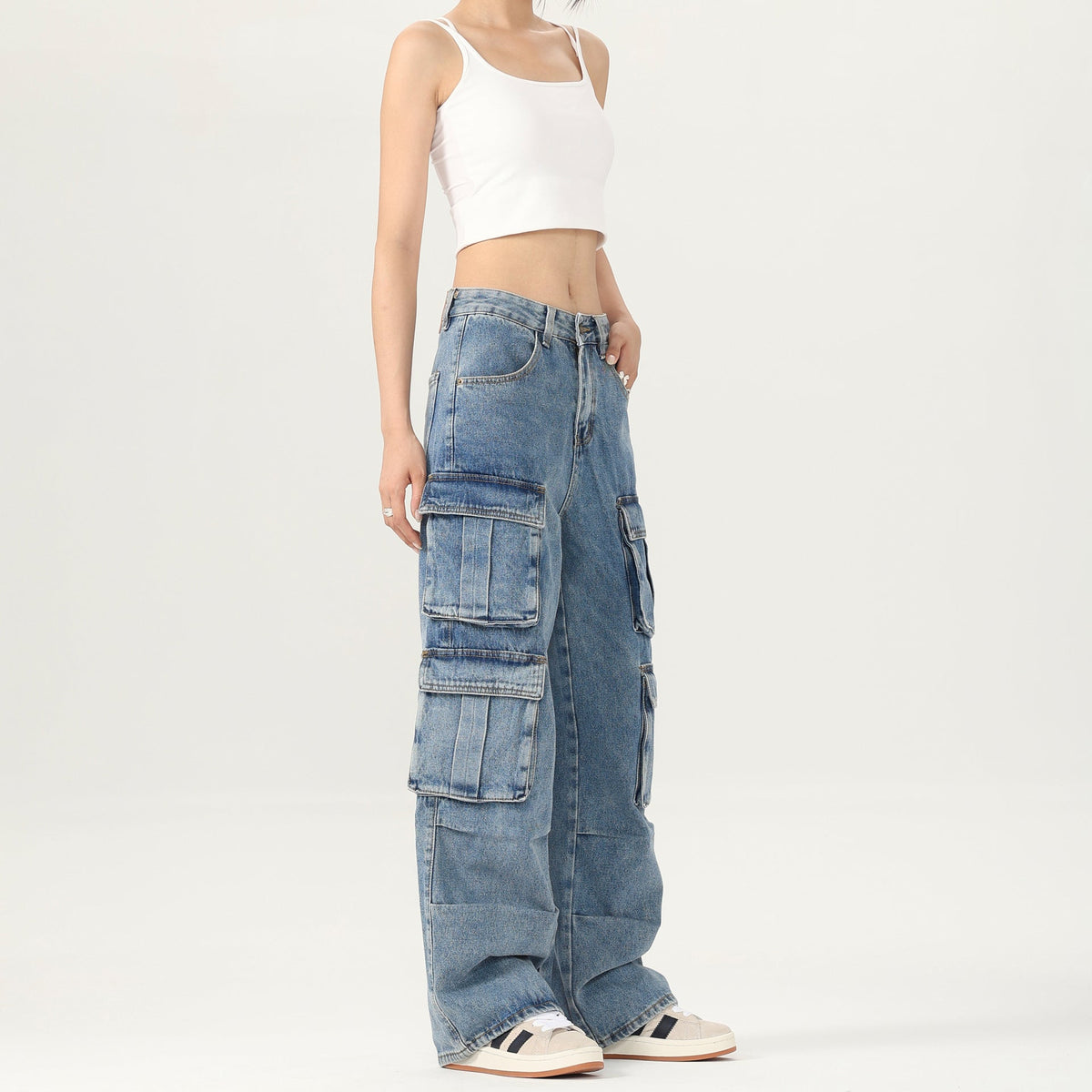Eugenia-Regina | Women's Baggy Cargo Denim Pants