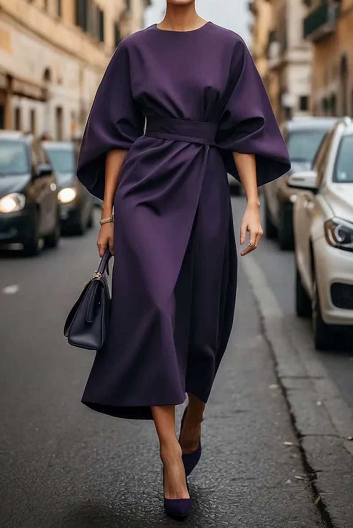 Rosemary | Women's Belted Maxi Dress with Lantern Sleeves