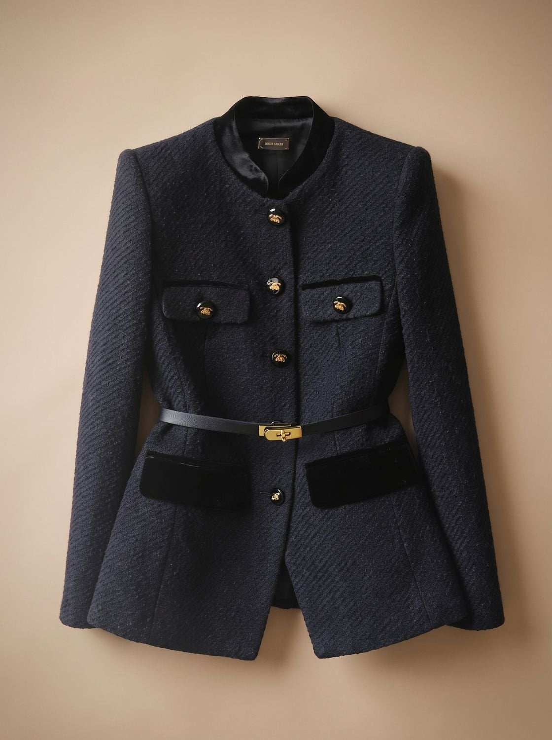 Matilda-Celeste | Women's Belted Tweed Military Jacket