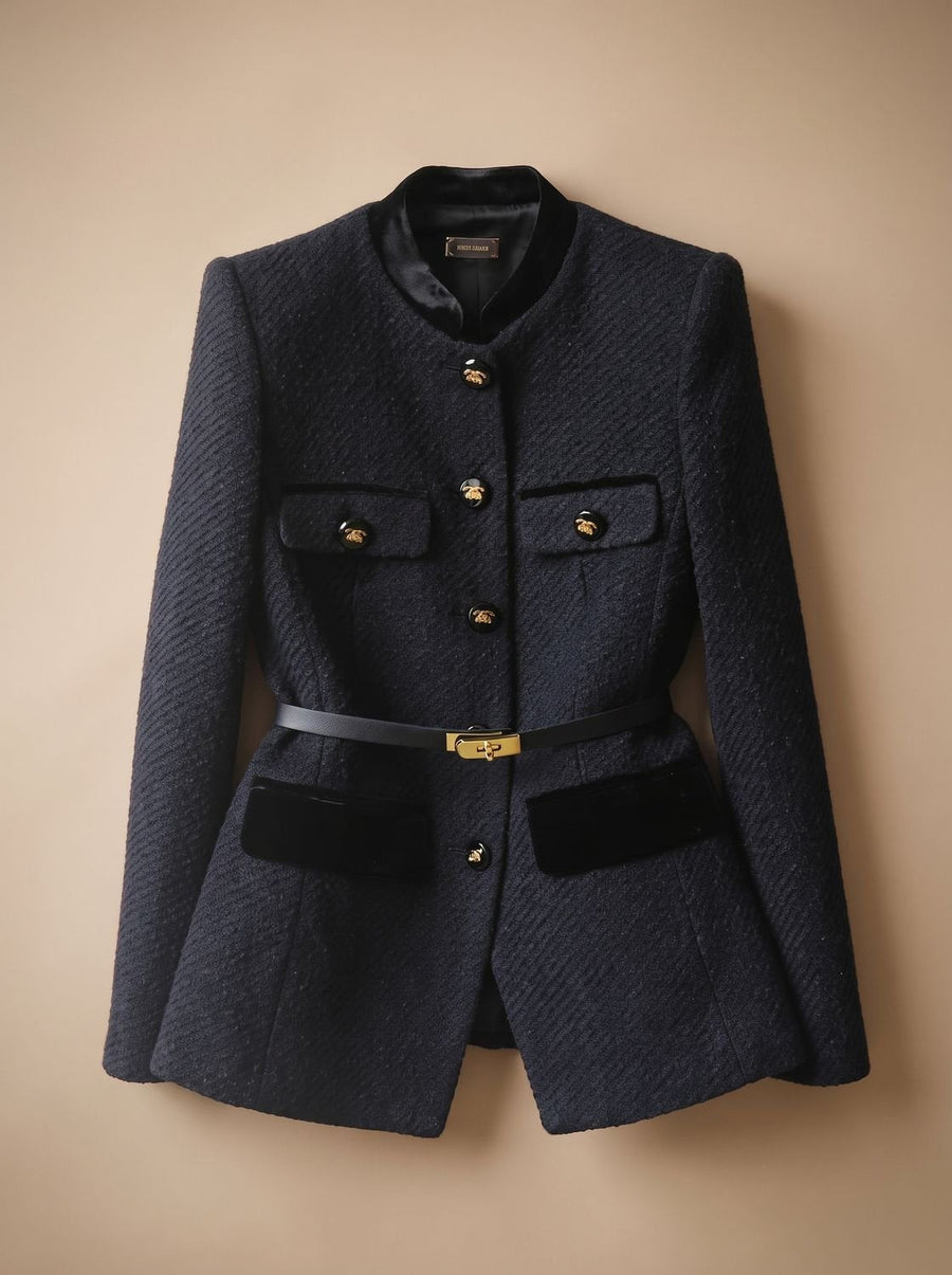 Matilda-Celeste | Women's Belted Tweed Military Jacket