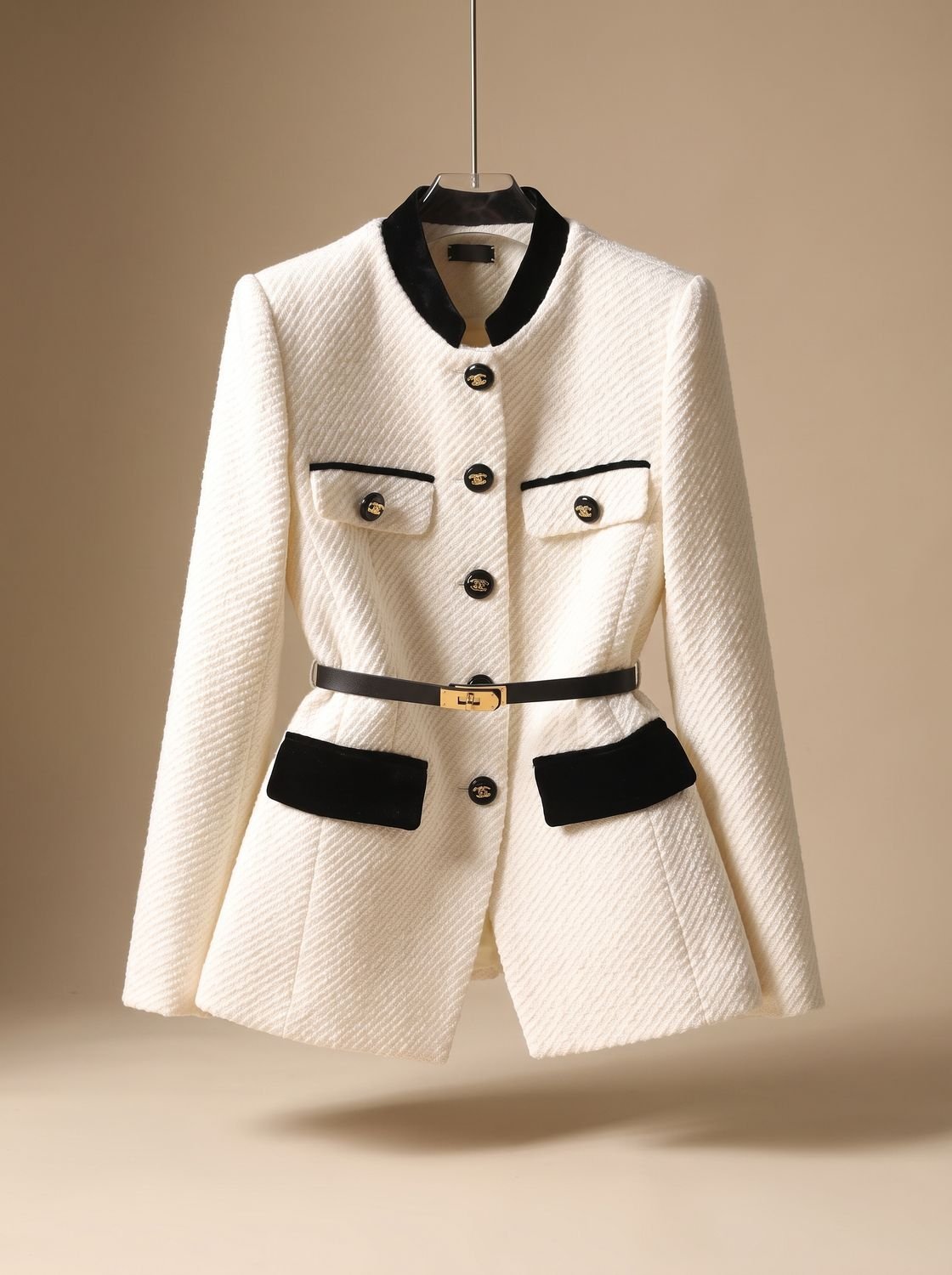 Matilda-Celeste | Women's Belted Tweed Military Jacket