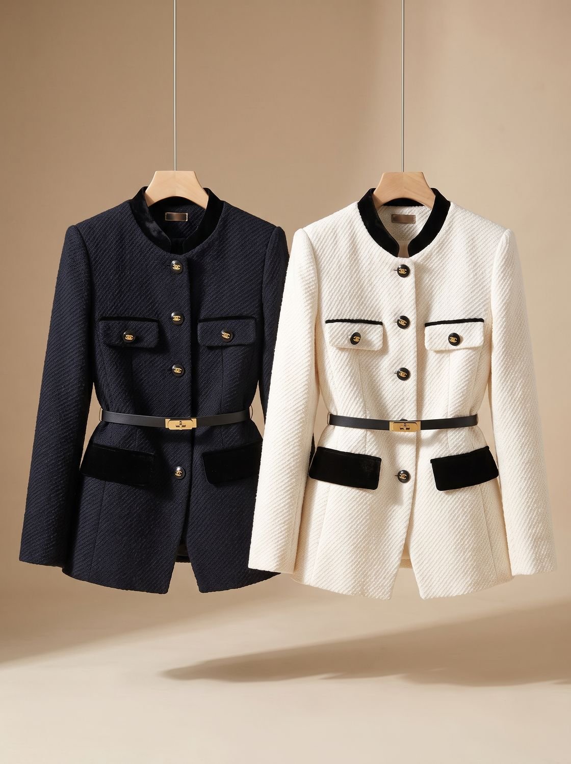 Matilda-Celeste | Women's Belted Tweed Military Jacket