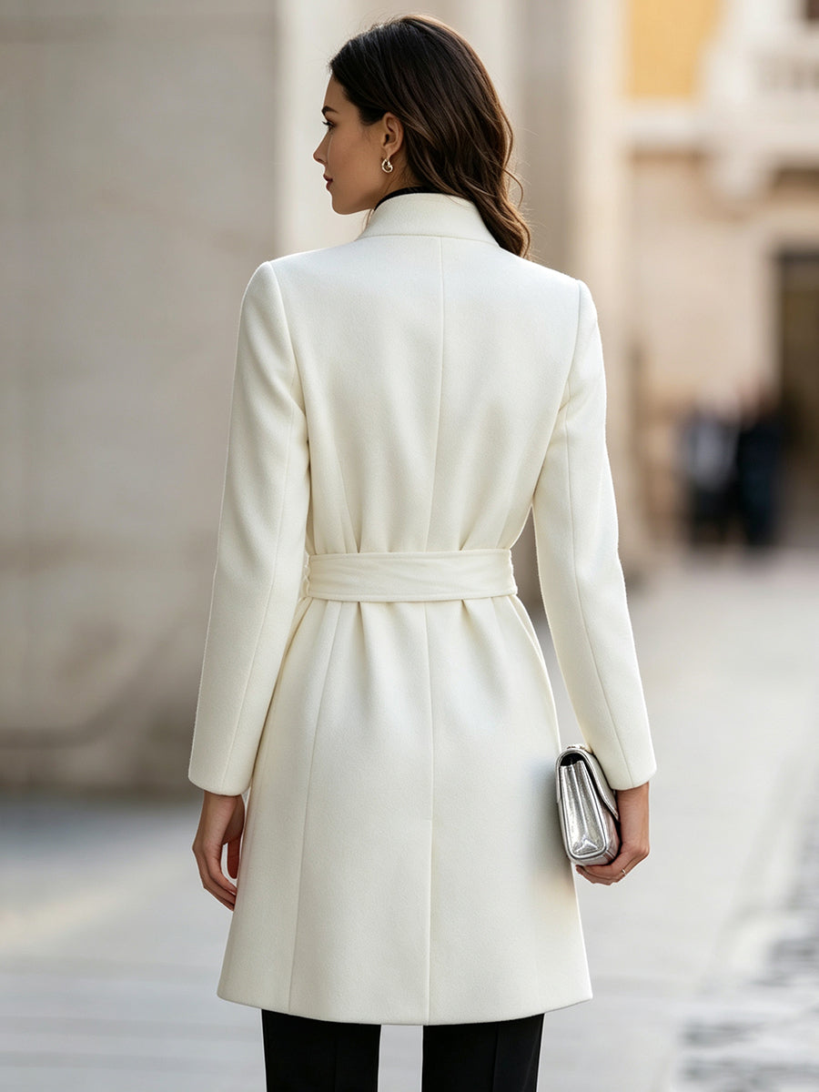 Olive | Women's Belted Wool-Blend Trench Coat