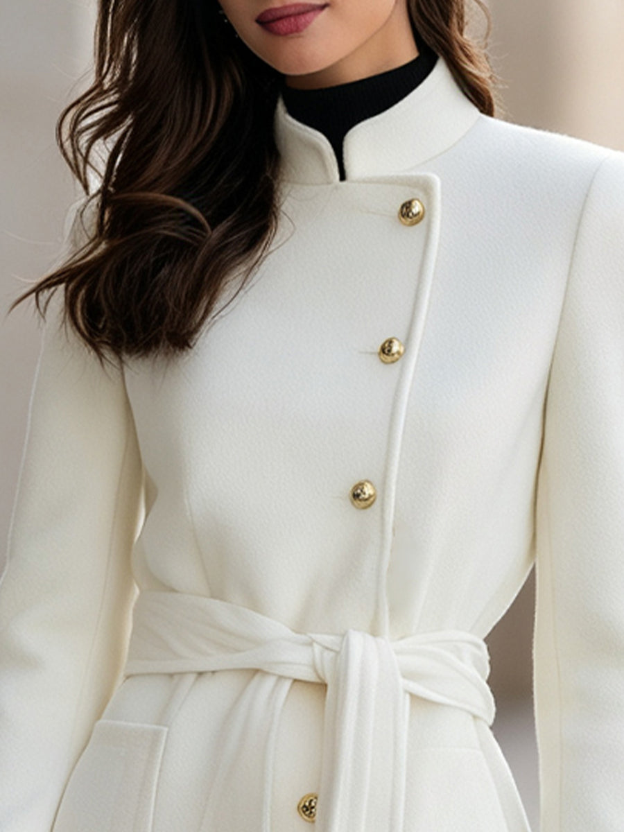 Olive | Women's Belted Wool-Blend Trench Coat