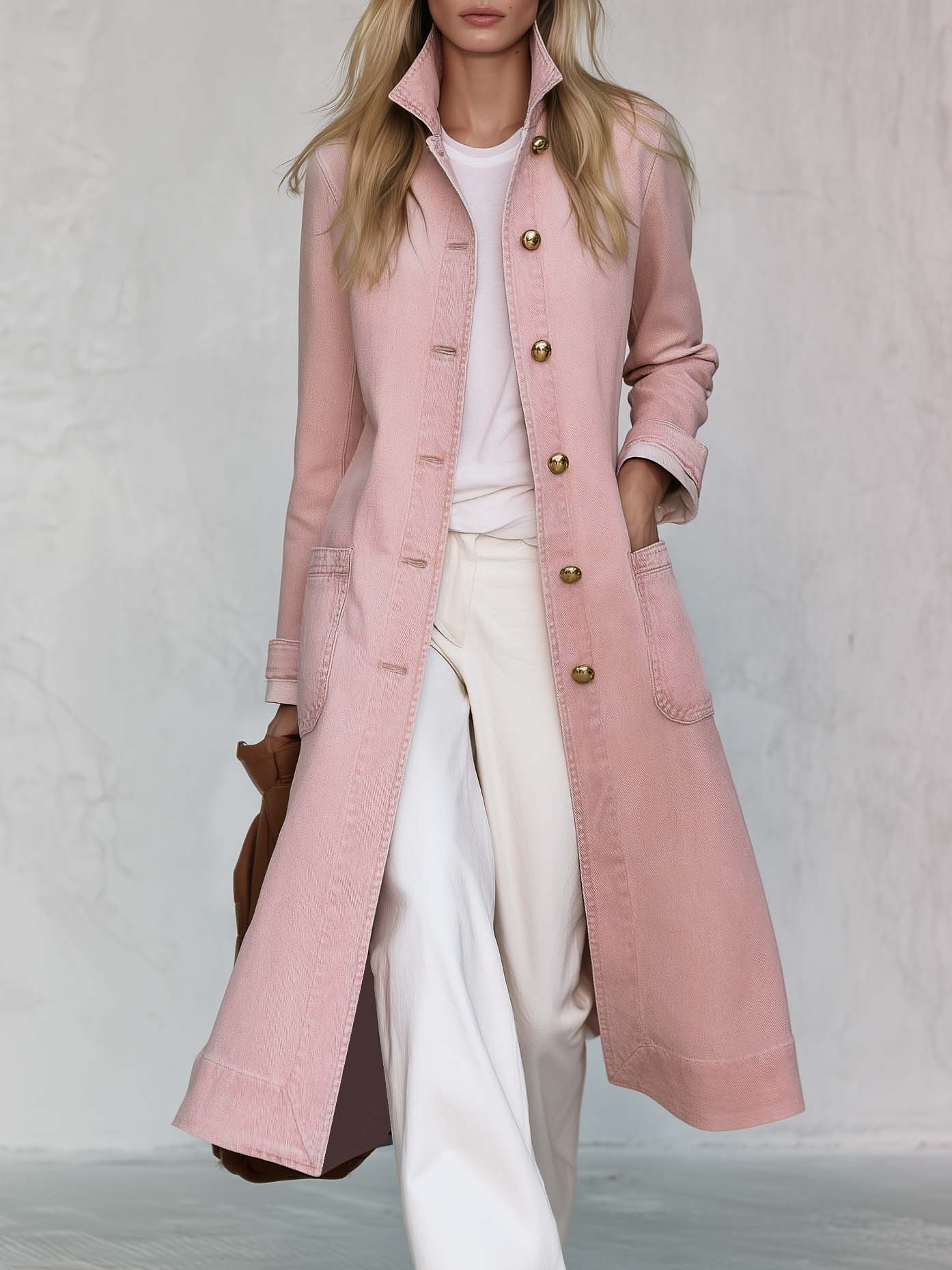 Lydia-Ramona | Women's Blush Denim Duster Coat