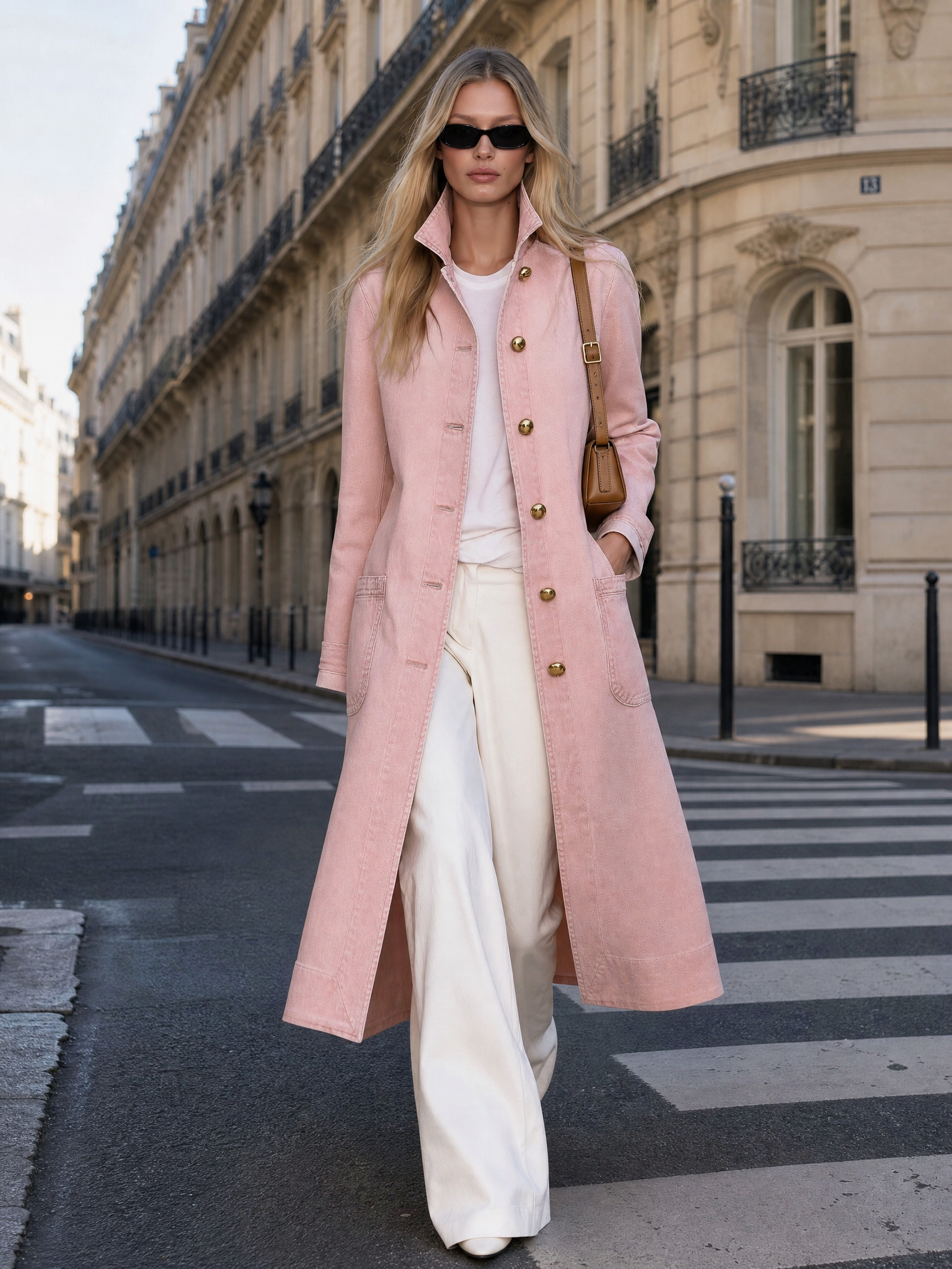 Lydia-Ramona | Women's Blush Denim Duster Coat