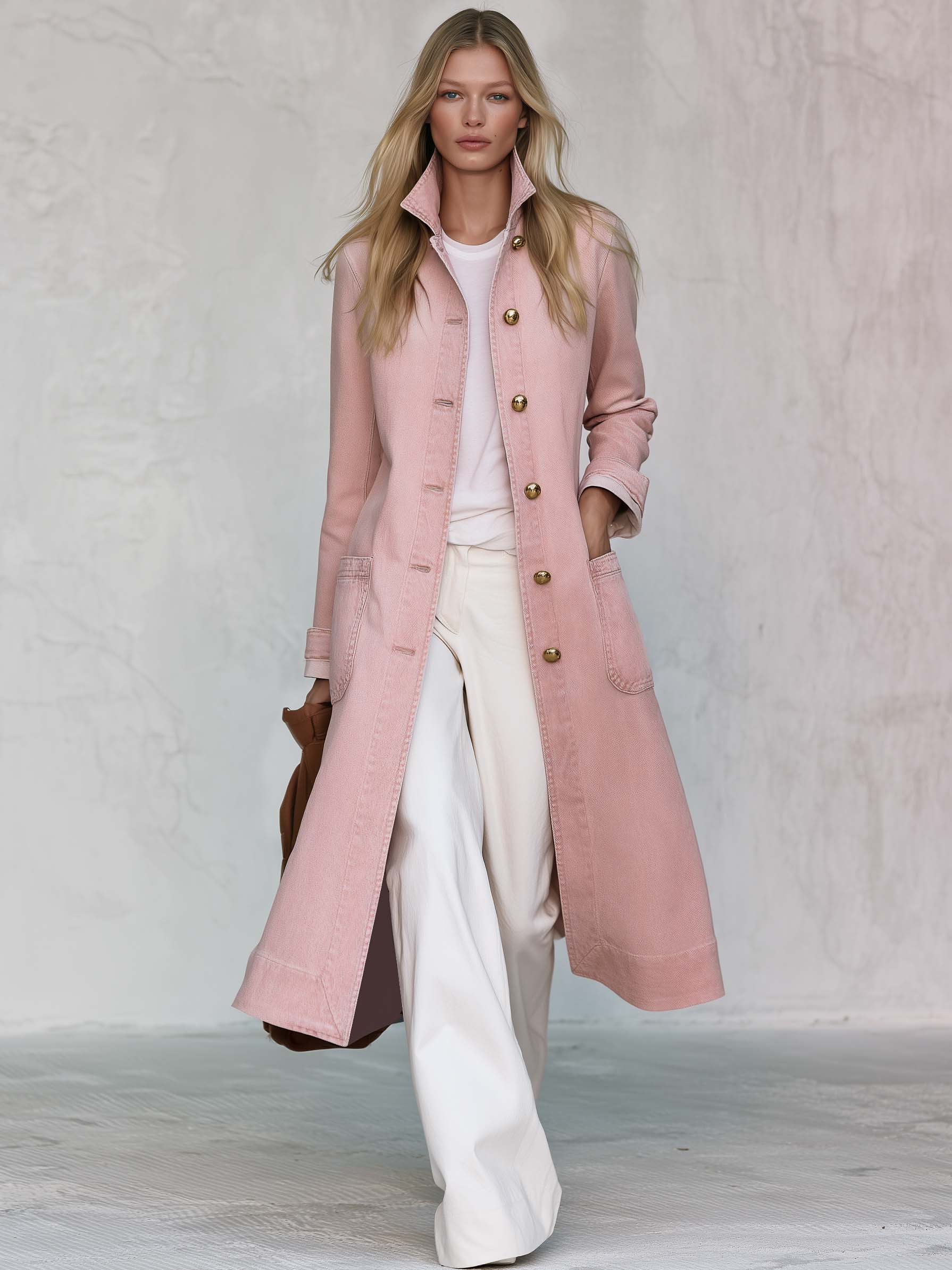 Lydia-Ramona | Women's Blush Denim Duster Coat
