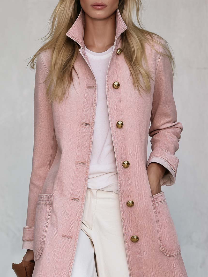 Lydia-Ramona | Women's Blush Denim Duster Coat