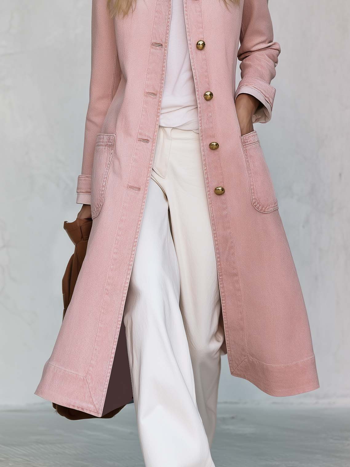Lydia-Ramona | Women's Blush Denim Duster Coat