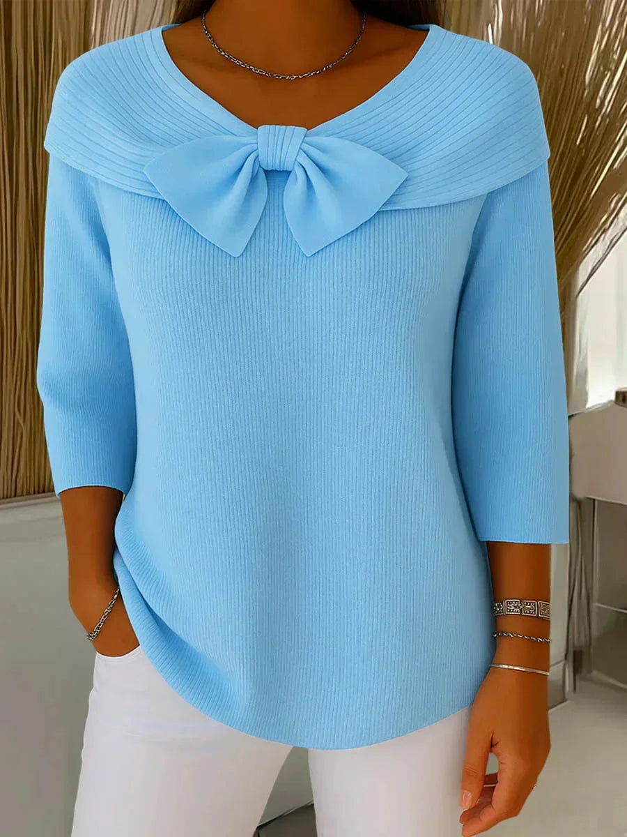 Paloma-Vera | Women's Bow-Tie Knit Blouse