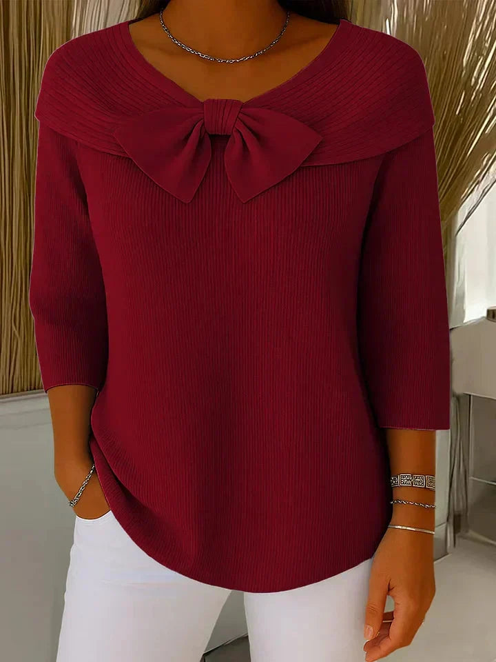 Paloma-Vera | Women's Bow-Tie Knit Blouse